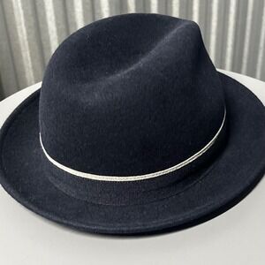 Seifter Associates by Framar Srl Mens M Dark Navy Felt Fedora Hat Made in Italy